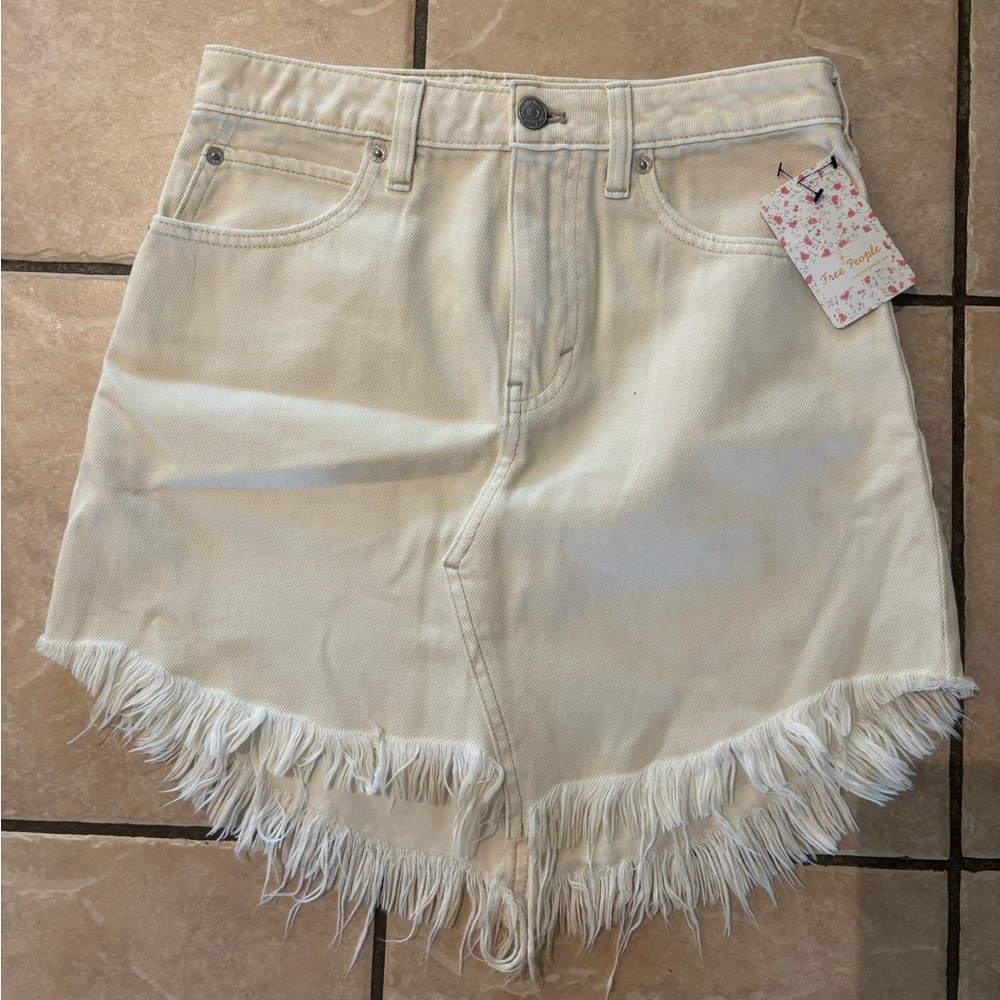 Free‎ People Fringed Jean Skirt